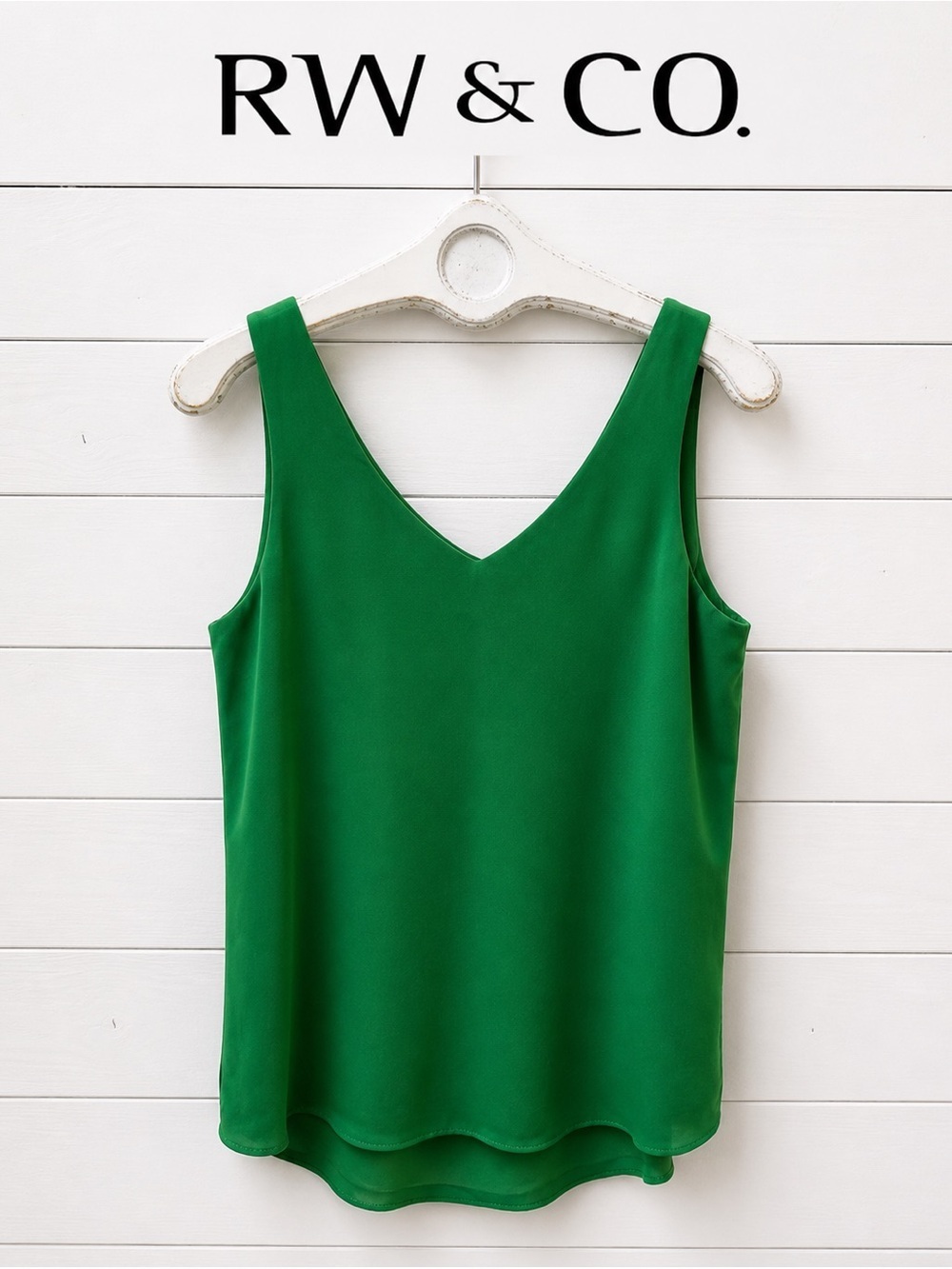 RW&CO Green Blouse Fluid Minimalist Style Size S
